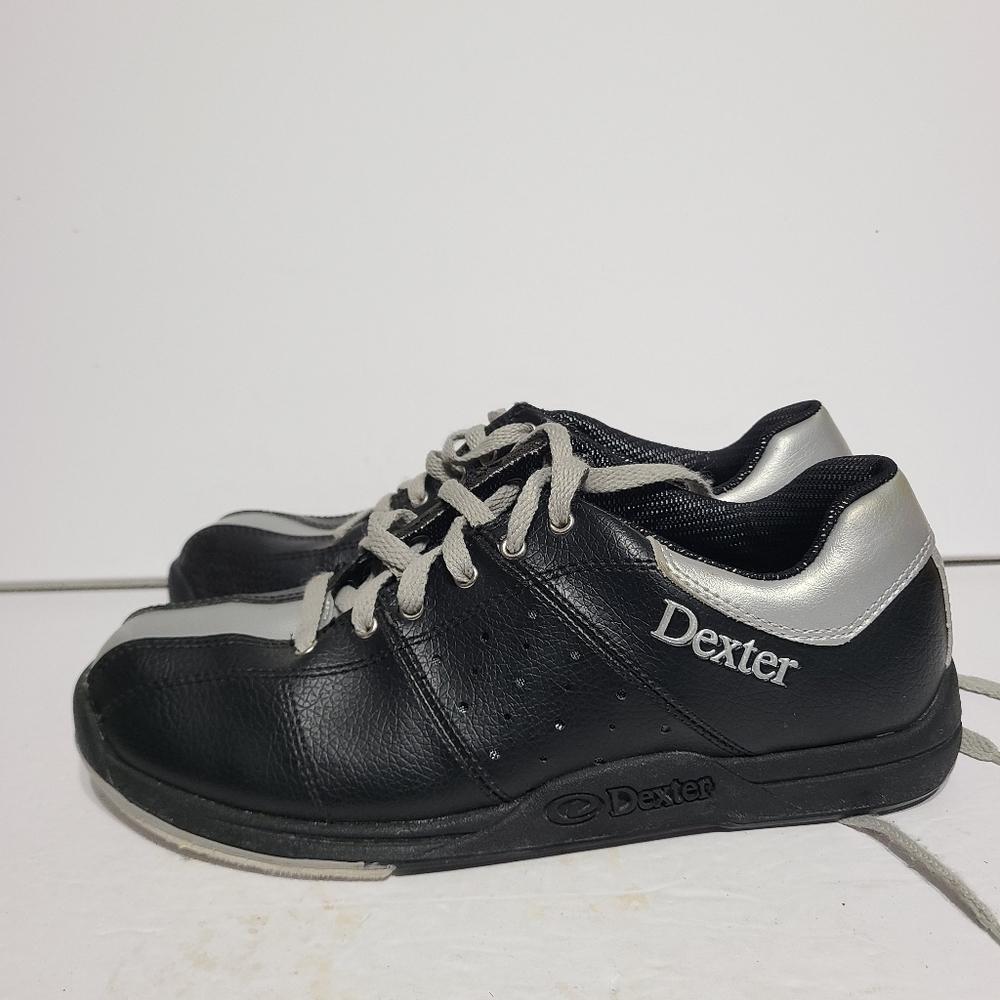 B14 Dexter Mens Lace Up Bowling Shoe Slide Rite Black/Silver 8M Slash B2050-1
